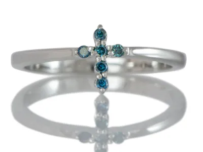 Пръстен със сини Диаманти