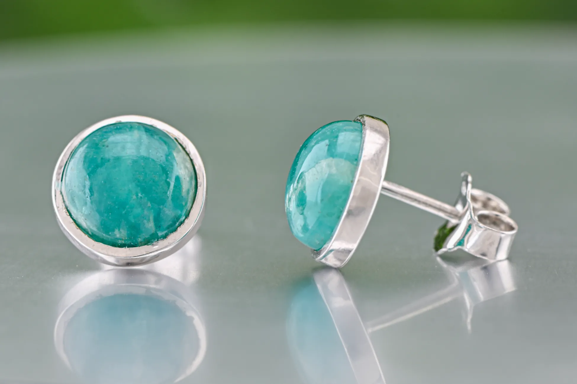 Сребърни обеци с амазонит