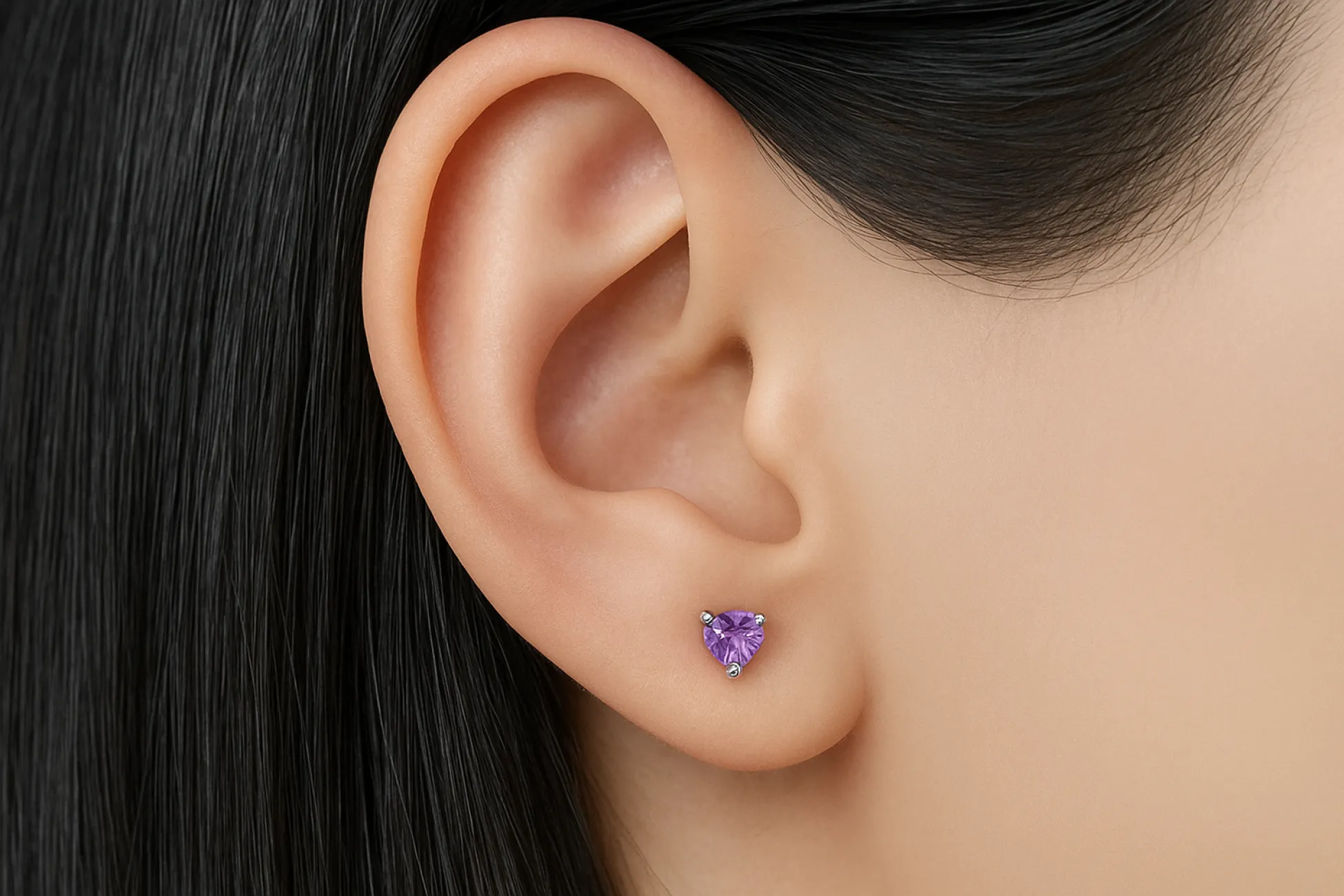 Обици с Аметис сърце